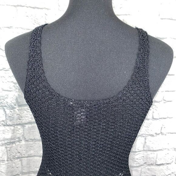 The limited hand knit scoopneck fitted tank w/sequins all black sz medium women - Picture 6 of 9